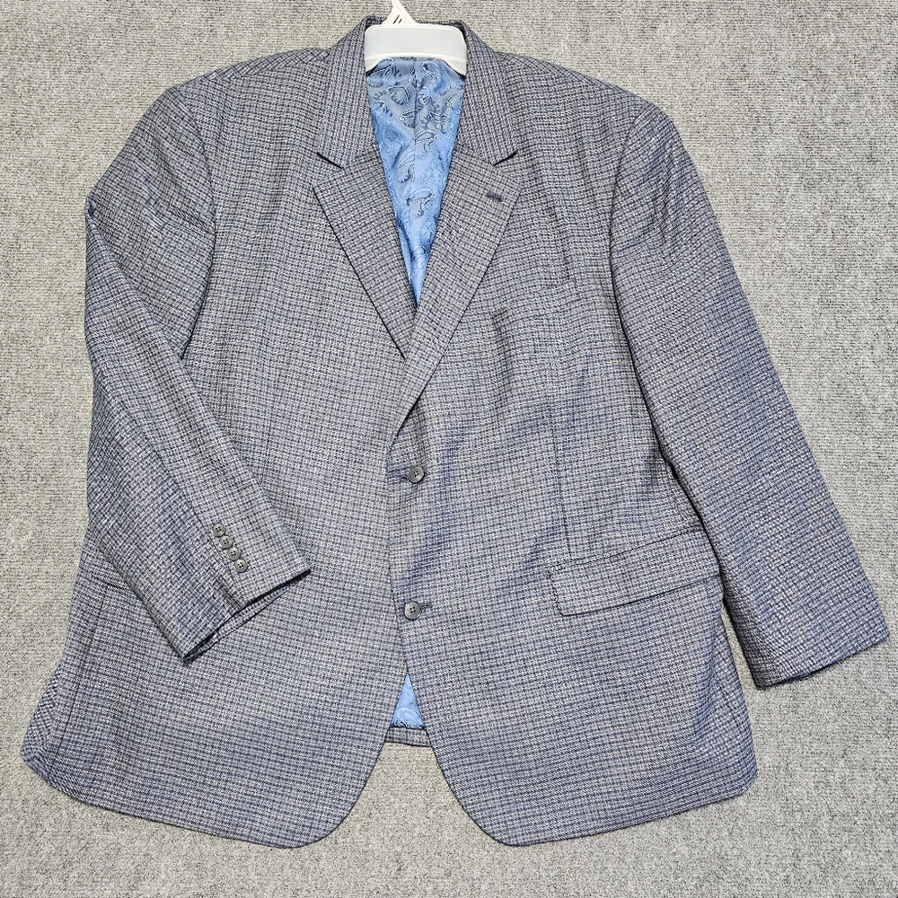 OAK HILL Plaid Blazer Sport Coat Blue Plaid Jacket 54R 3XLT Business Mens